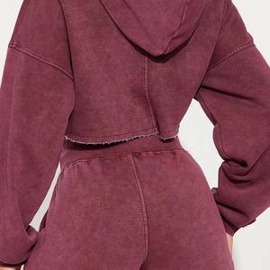 Ensemble pull à capuche oversize et short pour femme, décontracté, hiver, tricot uni, 100% coton, impression par transfert thermique - Product Image 5