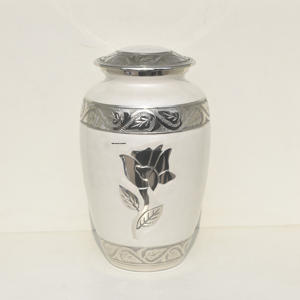 Urna de cremación de aluminio con acabado Meena blanca perla más vendida, tarro de cenizas de recuerdo de Metal para adultos para restos humanos para funerales - Product Image 4