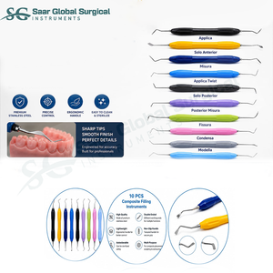 Kit Manual de Instrumentos Quirúrgicos de Acero para Restauración Dental con Composite ART, Herramientas Manuales Codificadas por Color, CE - Product Image 6