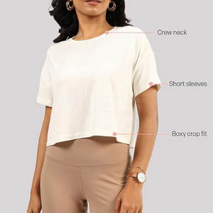 Servicio OEM: Diseña tu propio logotipo. Camisetas holgadas para mujer, las más vendidas al por mayor, transpirables, hechas en Pakistán. - Product Image 5