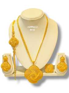 AWAIS HOUSE Women's Engagement Party Wedding Anniversary Gift Jewelry <b>Set</b> 6 Gram Gold Plated Brass Hiphop Infinity Claw Setting - Product Image 2