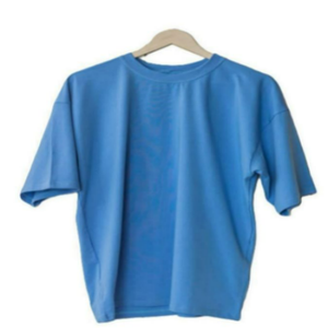 Camiseta de Hombre 100% Algodón, Personalizada al por Mayor, Azul Liso, Talla Grande, Corte Holgado, con Logotipo Reciclado Impreso, Diseño Sólido - Product Image 1