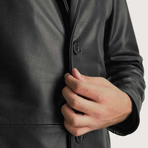 Abrigo largo de cuero genuino para hombre, estilo urbano de invierno, abrigo largo cálido y a la moda para hombre - Product Image 2