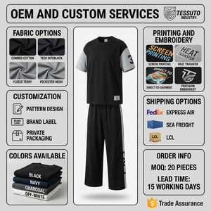 Men's Contrast <b>Track</b> Suit Set Loose Fit Short Sleeve <b>T</b> Shirt and Pants Casual Sports Outfit Summer - Product Image 6