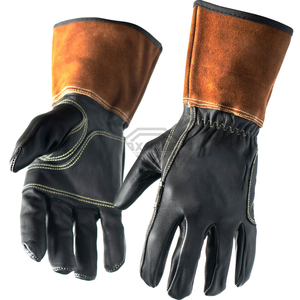 Custom Leather Welding <b>Gloves</b> Heat Resistant Cowhide Safety Work <b>Gloves</b> <b>Long</b> Cuff Industrial Protective Hand <b>Gloves</b> - Product Image 5