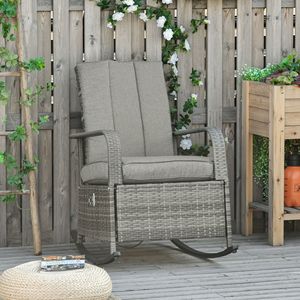 Sedia a dondolo reclinabile da esterno in rattan con cuscino e poggiapiedi regolabile (Max. 135 Schienale) - Product Image 2