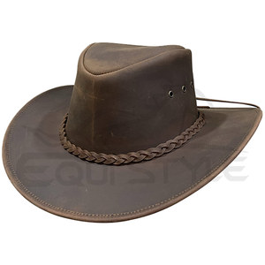 Bulk Crazy Horse Leather Cowboy <b>Hats</b> Braided <b>Band</b> Factory Price Brown Western <b>Hats</b> Wholesale Distributors Private Label - Product Image 1