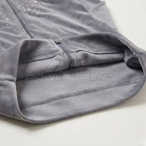 Ensemble 2 pièces pour femme, pantalon de jogging hiver uni à cordon de serrage et pull court, en velours orné de strass, coupe ajustée, respirant, vêtements de mode - Product Image 6