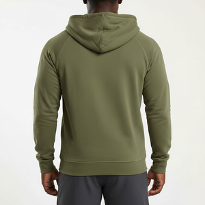 Men's Full <b>Zip</b> Hoodie Solid Color Soft Heavyweight Fleece Raglan Sleeve Custom Logo OEM Bulk Manufacturer - Product Image 3