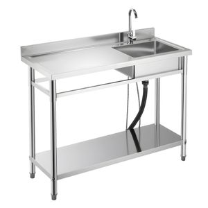 Lavello Commerciale Autoportante in Acciaio Inossidabile a Vasca Singola con Rubinetto, Lavello Utilitario da Lavoro per Banco da Lavoro con Vasca Sinistra - Product Image 1