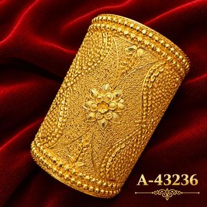 A-43232 10K Gold Cuff <b>Bangle</b> with Geometric Pattern Zircon for Women Wedding Jewelry Trendy Style 24K Gold Plated - Product Image 2