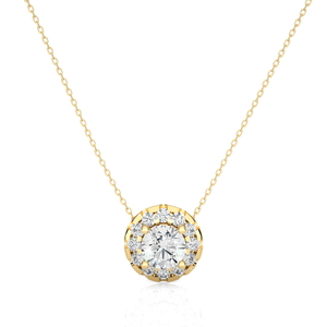 Yellow Gold Diamond Pendant Round Brilliant Cut Classic Women's Jewelry Engagement Style - Product Image 3