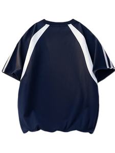 T-shirt décontracté et tendance pour homme, à rayures, col rond, manches courtes, tricoté 100% coton écologique 180g, coupe ample en jersey - Product Image 2