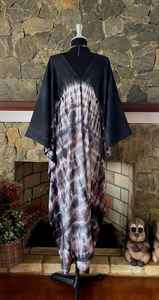 Vestido Caftán de Rayón con Estampado Shibori Abstracto Estilo Boho, Prenda Artística para Mujer, Corte Holgado - Product Image 3