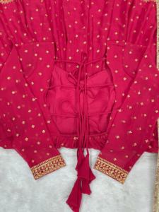 Elegante Salwar Kameez Moderno con Bordado de Lentejuelas y Dupatta Rojo para Boda, Moda FATEMA, Foux Georgette de Secado Rápido - Product Image 5