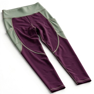 Amkoor <b>Men</b> High Waist Solid Sporty Leggings with Side Pockets Breathable Lightweight Eco-Friendly Spandex <b>Nylon</b> Summer - Product Image 5