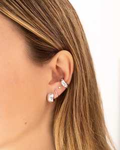 Chunky <b>Huggie</b> Hoop Earring 14k <b>Solid</b> <b>Gold</b> 12mm x 8mm Wide Snap post Thick Modern Luxury <b>Gold</b> Fine Jewelry For Women Wholesale - Product Image 5