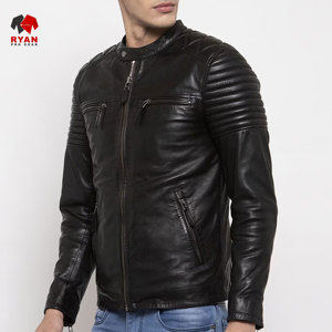 แจ็คเก็ตหนังออกแบบเองสำหรับผู้ชาย ยี่ห้อ Ryan Pro Gear พร้อมโลโก้แบบกำหนดเอง ดีไซน์ ODM - Product Image 4
