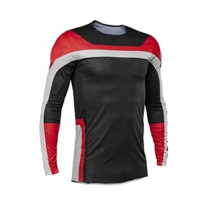 Maillot de motocross unisexe imprimé noir, rouge et gris, à séchage rapide, haute visibilité, polyester/nylon, manches longues, pour adultes - Product Image 1