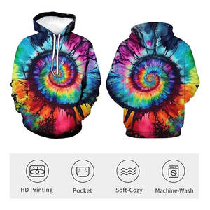 Sudadera con Capucha Gráfica Vintage con Estampado de Arcoíris, con Bolsillos, Manga Larga, Estilo Casual Urbano, Cómoda para el Día a Día, Unisex - Product Image 3