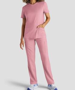 Women's Healthcare <b>Scrub</b> Suit, Solid Color V-Neck <b>Scrub</b> <b>Top</b> and Pants Set, Soft, Durable Professional Medical Workwear - Product Image 1