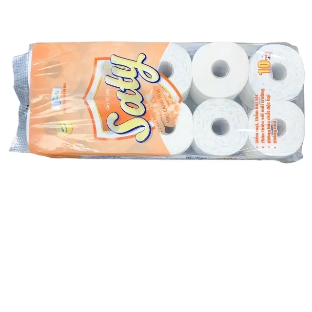 Paper Roll Orange Silky Whale Printed Tissue High Quality Core Using For Home Hygiene Paper 10 Rolls Vietnam Manufacturer