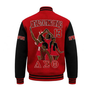 Chaqueta Universitaria Delta Sigma Theta, Roja y Negra, con Mangas Bordadas con Letras Griegas, Estampado Trasero Devastating Divas, Chaqueta Casual para Hombre - Product Image 3