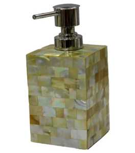Luxury White Mother of Pearl Shell Cylindrical Soap <b>Dispenser</b> Handcrafted Resin Lotion <b>Pump</b> <b>Bottle</b> for Hotel Bathroom Vanity - Product Image 6