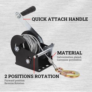 Manivela Manual de Alta Resistencia con Cable de Acero para Remolque de Barco, ATV, UTV, Marino - Product Image 4