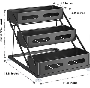 Étagère à épices de cuisine 3 niveaux OEM/ODM, réglable en hauteur, pour comptoir, rangement domestique pour vinaigre et assaisonnements - Product Image 4