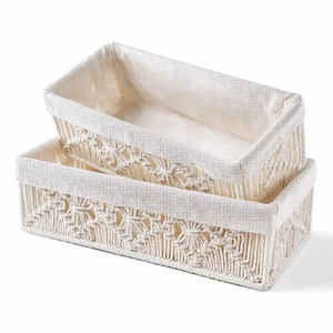 Cotton Rope Storage Basket Handwoven Shelf Organizer Basket Multipurpose Woven Storage <b>Bin</b> for Home Kitchen Bedroom Bathroom - Product Image 1