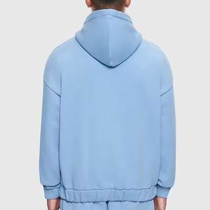 เสื้อฮู้ดดี้ผู้ชายสีฟ้าอ่อนทรงโอเวอร์ไซส์ ทรงปกติ สีพื้น เรียบง่าย ระบายอากาศได้ดี ผ้าเฟรนช์เทอร์รี่ 100% ผ้าฝ้าย เหมาะสำหรับใส่ในฤดูใบไม้ร่วง - Product Image 3