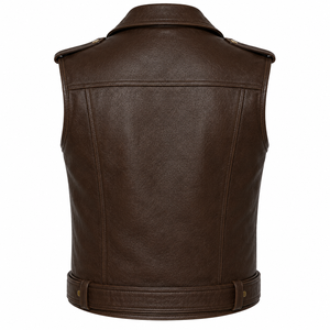 Gilet sans manches noir en PU 440g pour homme, imprimé par transfert thermique, fermeture éclair, taille ceinturée, toutes saisons, coupe-vent, pour moto - Product Image 4