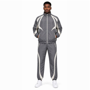 Newest Design 100% Cotton Printed Windbreaker Tracksuit Heavyweight Eco-Friendly Waterproof 2-Piece <b>Zipper</b> <b>Jacket</b> Trouser Set - Product Image 2