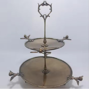 Attractive Design Metal Cake Stand With Antique Color for Birthday Party Celebration Vintage Rounded Cake Platter Two Tier - Product Image 1