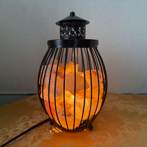 Himalayan Pink Salt Lamp Bowl with Metal Iron Basket Hand Carved Rock <b>Crystal</b> Night Light for Home and office Decor - Product Image 4