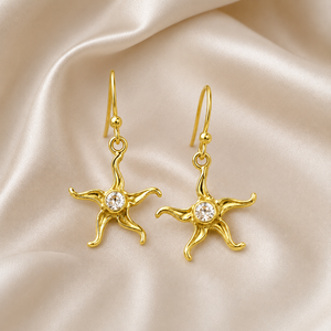 Pendientes Colgantes de Plata de Ley 925 con Circonita Cúbica en Forma de Estrella, Bañados en Oro Rosa y Dorado, Pendientes Celestiales, Regalo para Novia - Product Image 4
