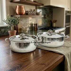 Premium Stainless Steel Hand-Hammered <b>Casserole</b> Set for Home & Wedding Table Decor Kitchenware Cooking Pots With <b>Pumpkin</b> Lids - Product Image 6