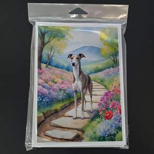 Whippet Spring Path A7 <b>Greeting</b> <b>Cards</b> Pack of 8 Blank <b>Note</b> <b>Cards</b> with Envelopes Whimsical 5x7 Size - Product Image 3