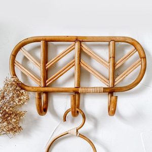 Eco friendly rattan wall <b>hanging</b> <b>hooks</b> various design clothes <b>hook</b> from top rated producer - Product Image 1