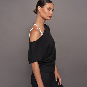 Sudadera de manga corta para mujer, talla grande, bordada, de invierno, con logo personalizado, sin hombros descubiertos, para entrenamiento. - Product Image 2