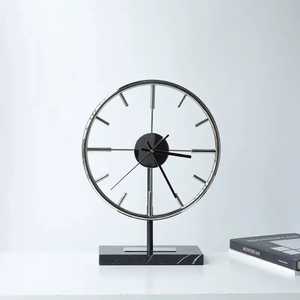 Geode Slice Wooden Base <b>Clock</b> Gold Edge Crystalline Face Artistic Natural Modern Home Office Timepiece - Product Image 3