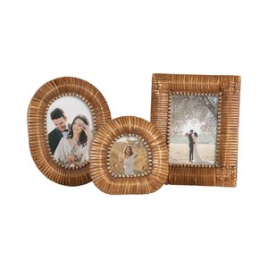 Custom Rattan Picture Frame Natural Cane Photo Frame <b>Wooden</b> <b>Border</b> Available in Different Shape Rustic Farmhouse Home Decoration - Product Image 1