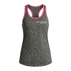 Débardeur de performance pour femme pour le pickleball, en maille chinée, dos nageur, col ras du cou avec bordure contrastante, évacuation de l'humidité, coupe confortable, vêtement de sport - Product Image 4