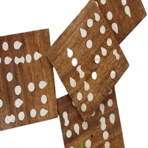 4-Piece Luxury Eco-Friendly Wood Resin Inlay Coaster Set High Quality <b>Square</b> Pads Light Weight <b>Table</b>/<b>Kitchen</b> Wholesale Carton - Product Image 4