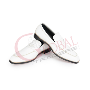 Mocassins d'affaires pour hommes en cuir véritable pur, respirants, toutes saisons, à enfiler, couleur blanche - Product Image 1