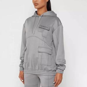 Nouveau design, logo personnalisé, pull décontracté surdimensionné, sweat à capuche tricoté chaud pour femme, idéal pour la gym et l'hiver - Product Image 3