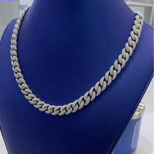 Cadena Cubana con Diamantes Moissanite VVS1, Plata de Ley 925, Collar Hip Hop con Incrustaciones de Diamantes, Regalo para Él - Product Image 1