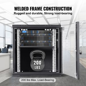 "12U Wall-Mounted Server <b>Cabinet</b> 15.5FT Depth Secure Rack Enclosure 200 Lbs Capacity <b>Lockable</b> Glass Door" - Product Image 4