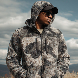 Manufacturer Custom Color Sherpa Winter Fleece <b>Jacket</b> Men's Outdoor Zipper <b>Patchwork</b> Sherpa Full-Zip Fleece <b>Jacket</b> Men - Product Image 5